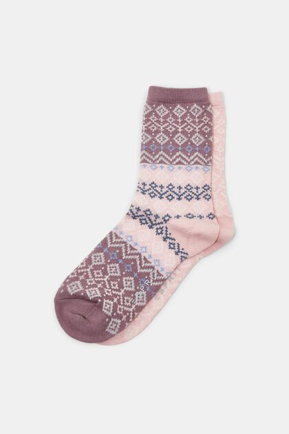 2er-Pack Norweger-Socken, Organic Cotton, ROSE, overview