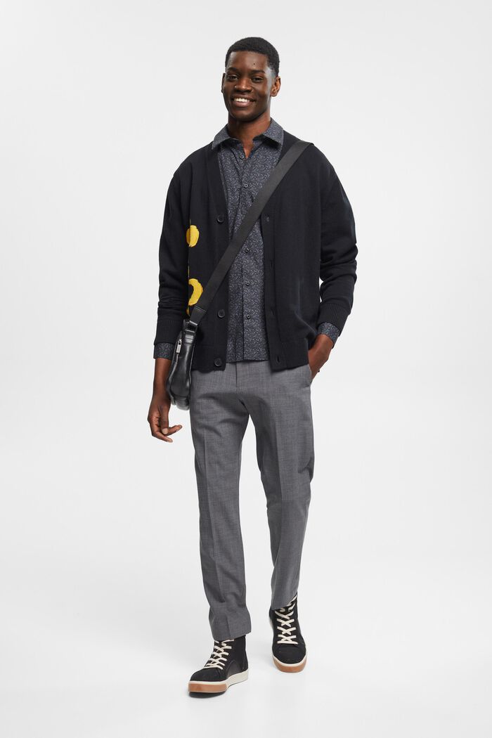 Slim-Fit-Hemd aus Baumwolle mit Muster, BLACK, detail image number 1