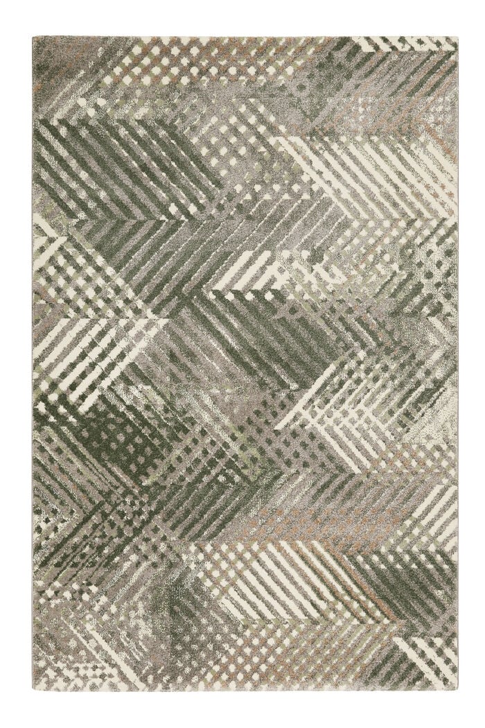 Kurzflor-Teppich mit geometrischem Muster, DUSTY GREEN, detail image number 0