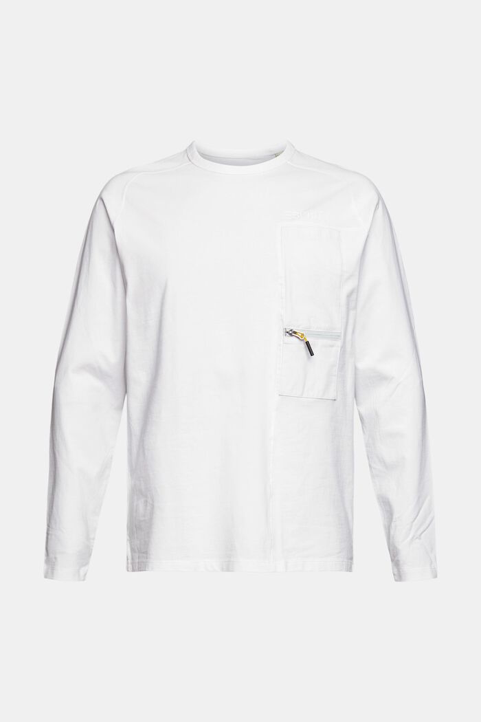 Jersey-Longsleeve mit Zipper-Detail, WHITE, overview