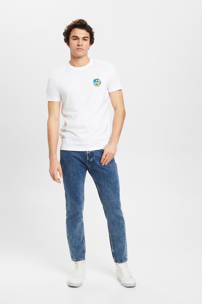 Slim-Fit-Shirt aus Baumwolle mit kleinem Print, WHITE, detail image number 4