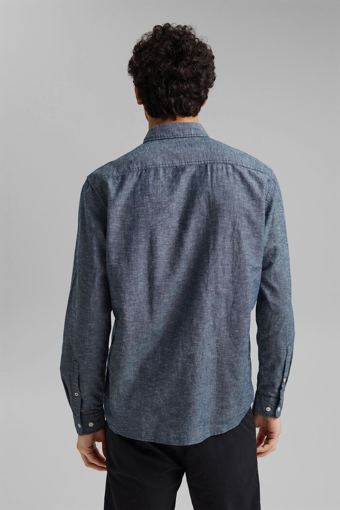 Leinen/Organic Cotton: Button-Down-Hemd, NAVY, detail image number 3