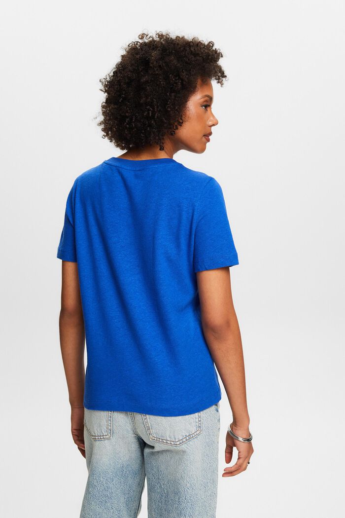 T-Shirt aus Baumwolle-Leinen-Mix, BRIGHT BLUE, detail image number 2
