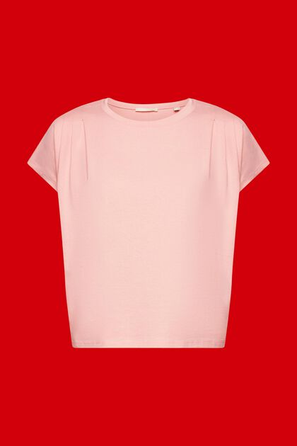 T-Shirt mit Faltendetails, PINK, overview