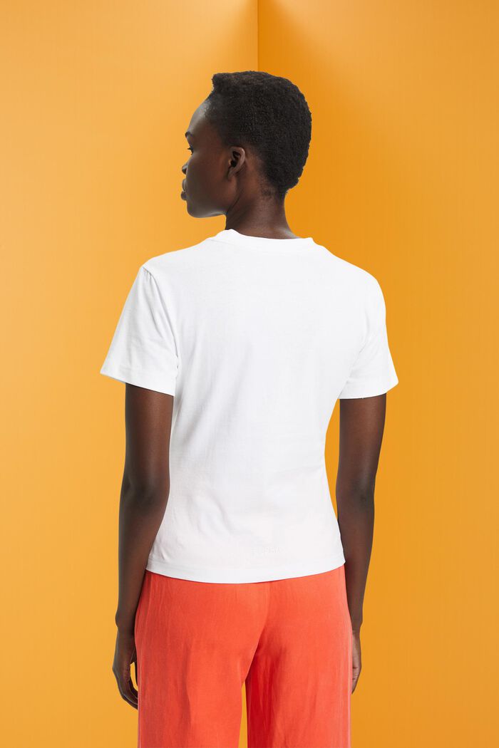 Baumwoll-T-Shirt mit gesticktem Herzmotiv, WHITE, detail image number 3