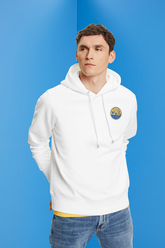 Baumwoll-Kapuzensweatshirt mit Logo, WHITE, detail image number 0