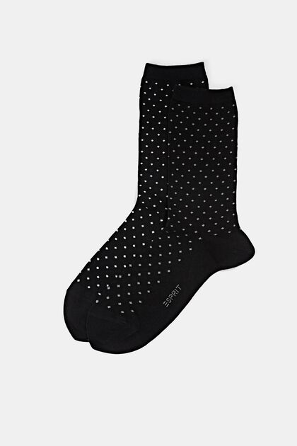 Gepunktete Socken im Doppelpack, BLACK, overview