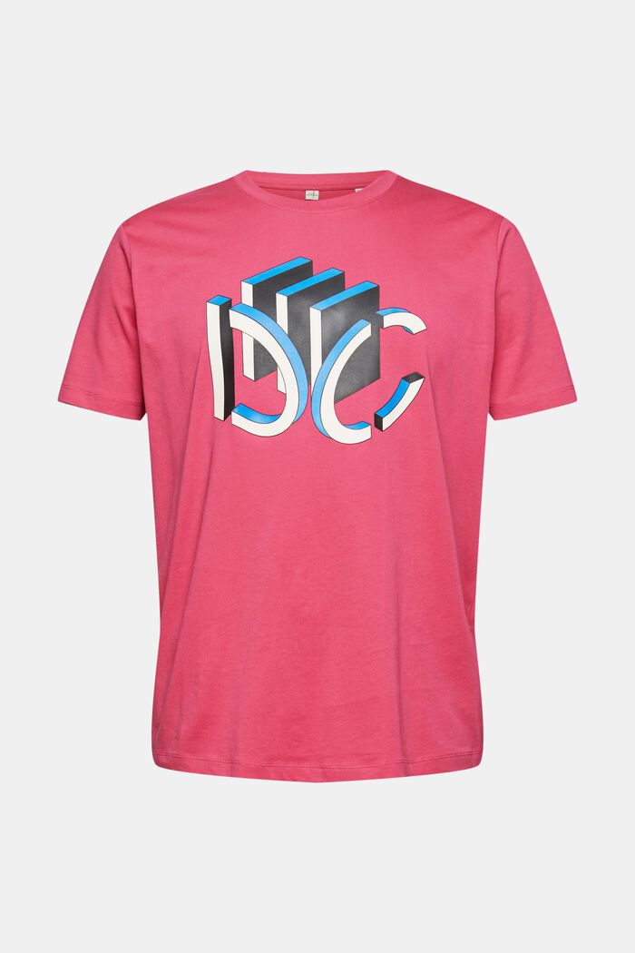 Jersey-T-Shirt mit grafischem 3D Logo-Print, DARK PINK, detail image number 7