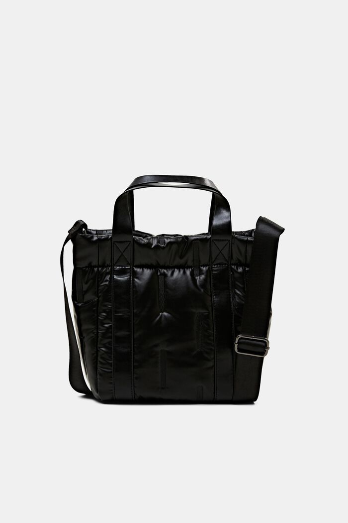 Kleine, glänzende, gepolsterte Tasche, BLACK, detail image number 0