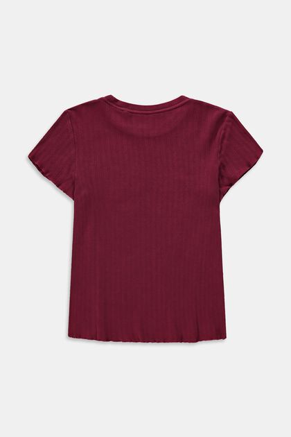 Ripp-Shirt mit Kräuselsaum, 100% Baumwolle