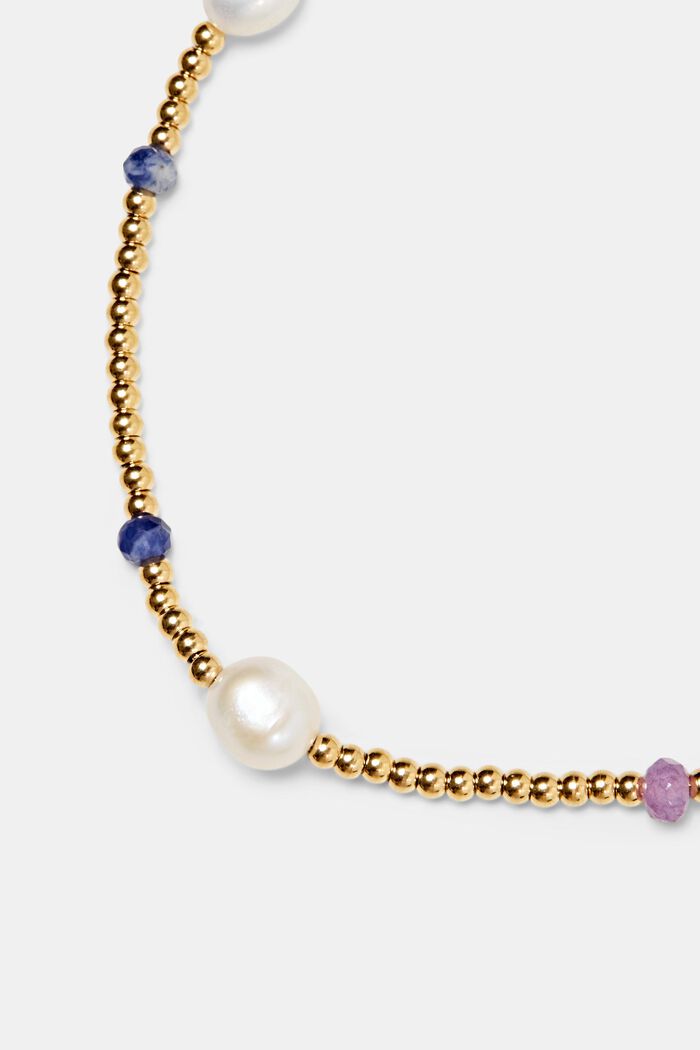 Edelstahl-Armband mit Perlen, GOLD BICOLOUR, detail image number 1