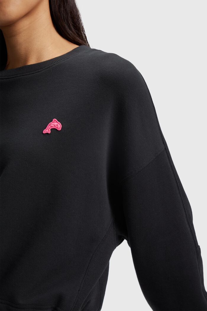 Cropped Sweatshirt mit Delfin-Patch, BLACK, detail image number 2
