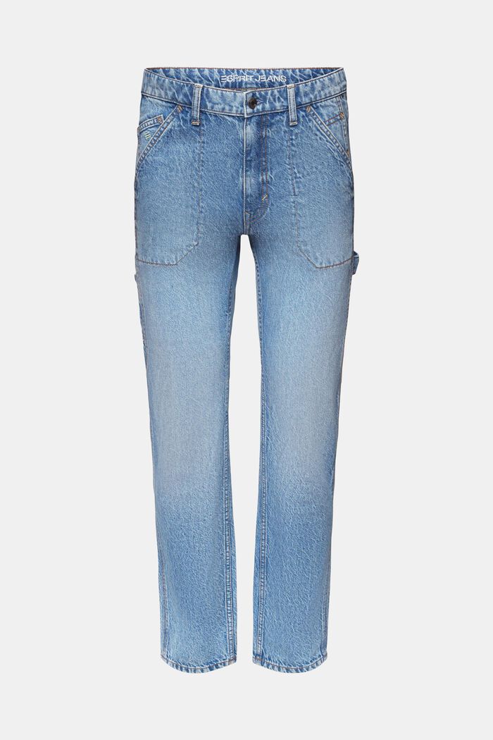 Gerade Carpenter Jeans mit mittelhohem Bund, BLUE LIGHT WASHED, detail image number 7
