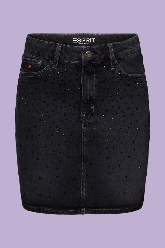 Jeans-Minirock mit Strasssteinen, BLACK DARK WASHED, detail image number 7
