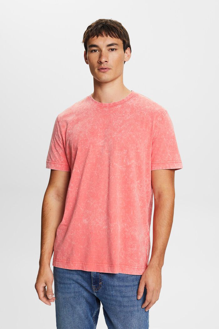 T-Shirt mit Stonewash-Effekt, 100 % Baumwolle, CORAL RED, detail image number 1