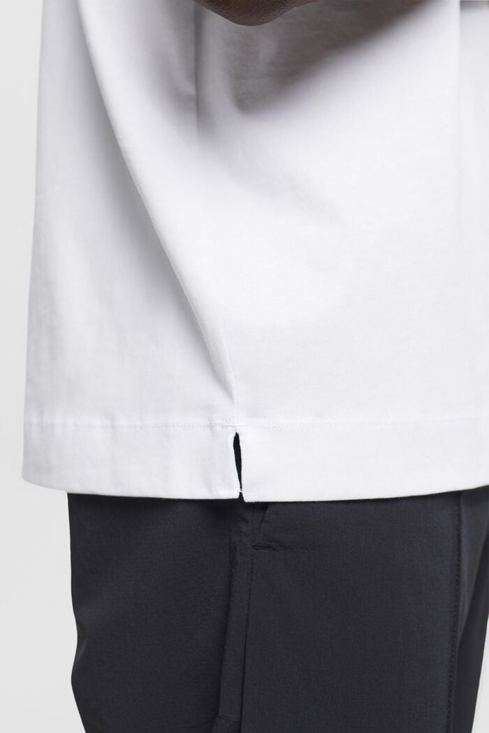 Baumwoll-T-Shirt mit Print auf der Brust, WHITE, detail image number 4