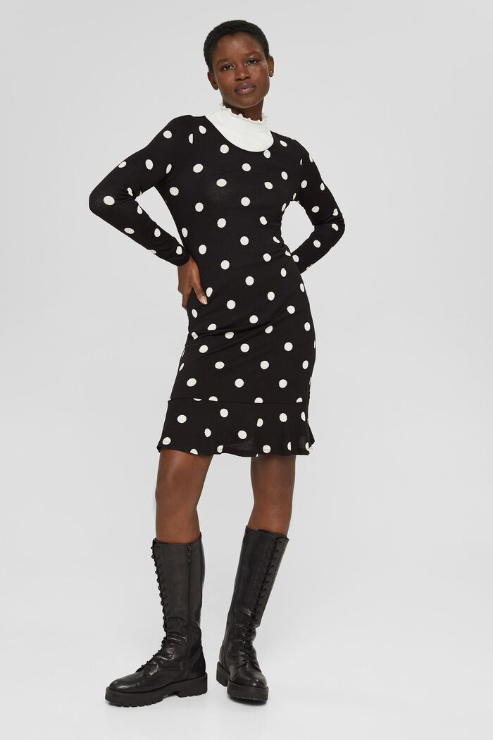 Kleid mit Volantsaum, LENZING™ ECOVERO™, NEW BLACK, detail image number 5