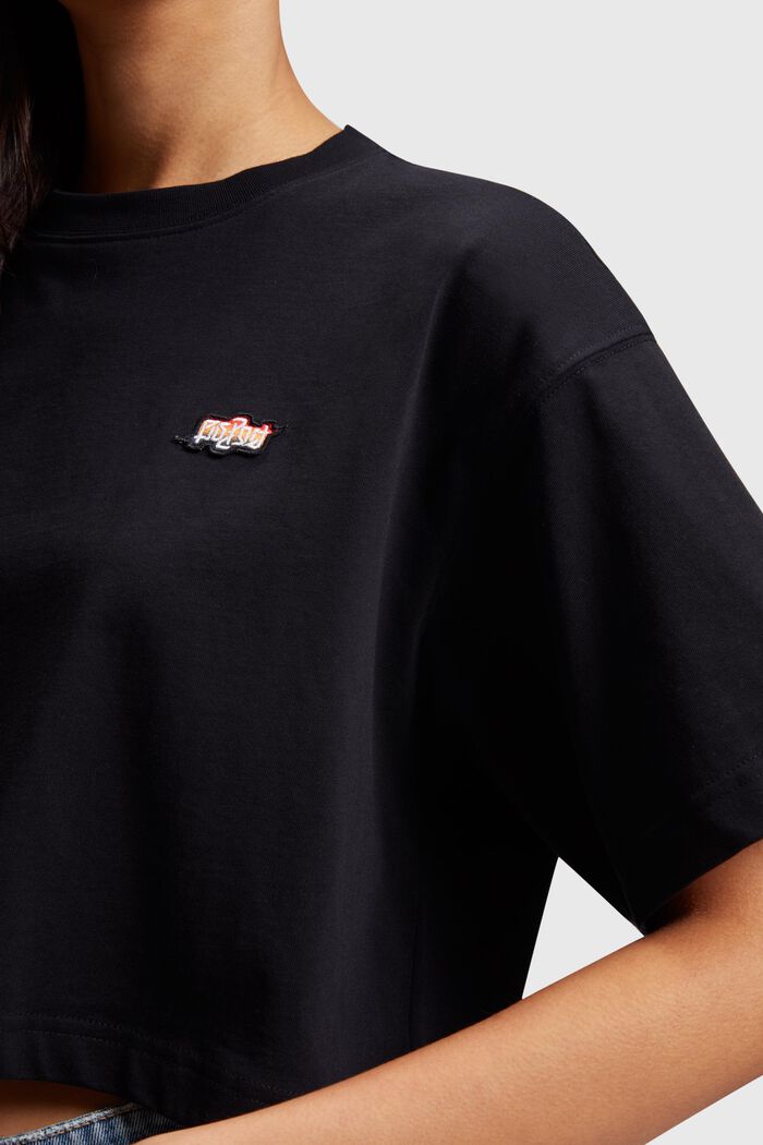 AMBIGRAM Cropped T-Shirt mit Bruststickerei, BLACK, detail image number 1