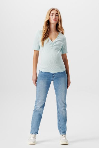 Pointelle-T-Shirt aus Bio-Baumwolle, PASTEL BLUE, overview