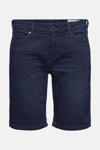 Jeans-Shorts aus Bio-Baumwoll-Mix, BLUE RINSE, overview