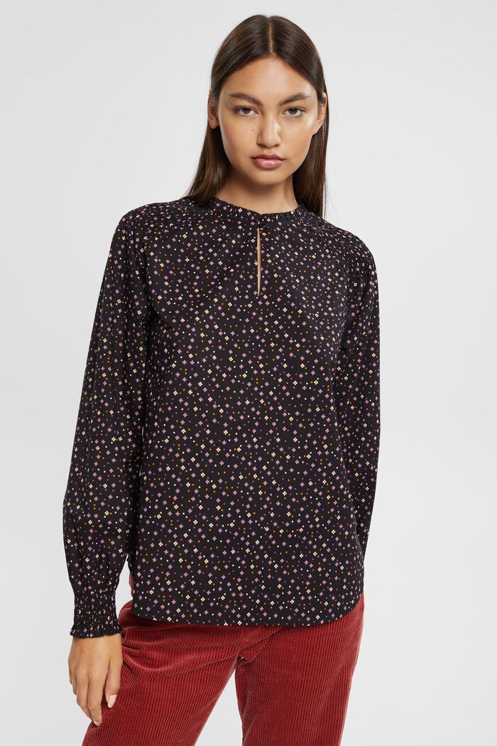 Bluse mit Muster, organische Baumwolle, BLACK, detail image number 1