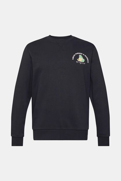 Sweatshirt mit Chest-Print, BLACK, overview