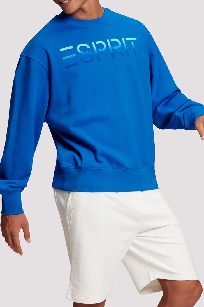 Sweatshirt mit beflocktem Logo-Aufnäher, BRIGHT BLUE, detail image number 0