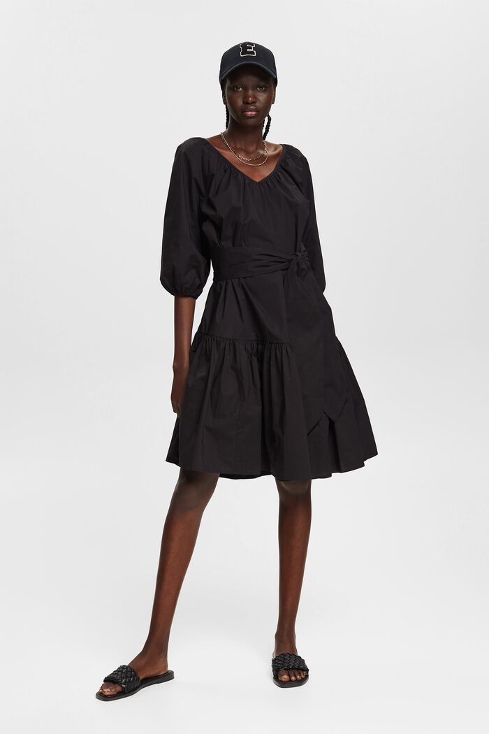 Kleid mit breitem Bindegürtel, BLACK, detail image number 1
