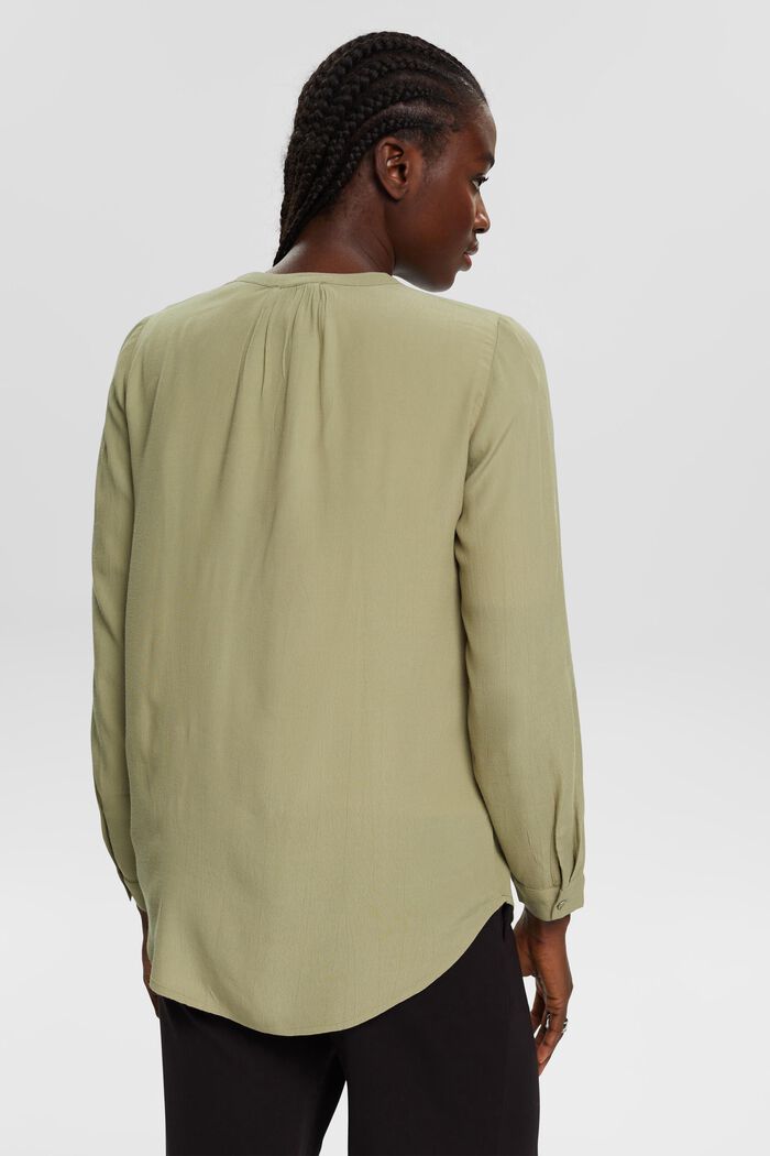 Bluse mit V-Ausschnitt aus LENZING™- und ECOVERO™-Viskose, LIGHT KHAKI, detail image number 3
