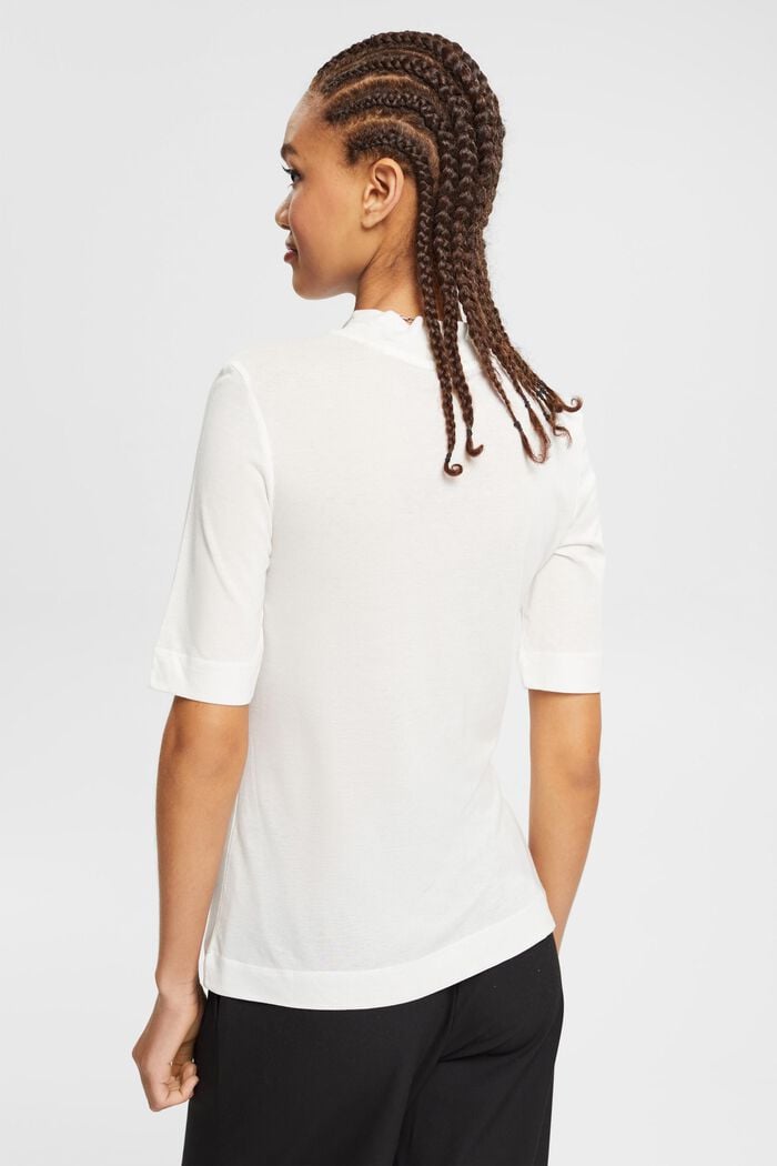 Mit TENCEL™: T-Shirt mit Stehkragen, OFF WHITE, detail image number 4
