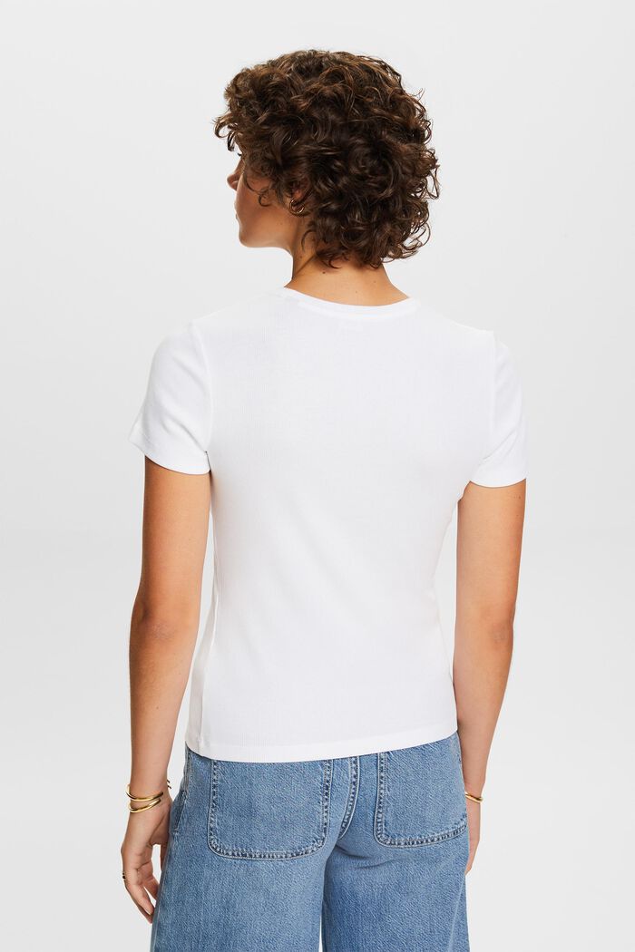 T-Shirt aus Baumwolljersey mit Rundhalsausschnitt, WHITE, detail image number 3