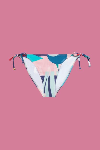 Bikinihose mit Bindebändern und mehrfarbigem Print
