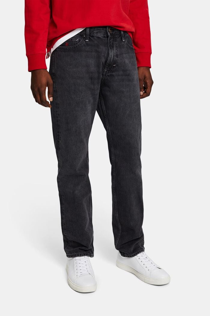 Jeans mit geradem Bein und mittlerer Bundhöhe, GREY DARK WASHED, detail image number 0