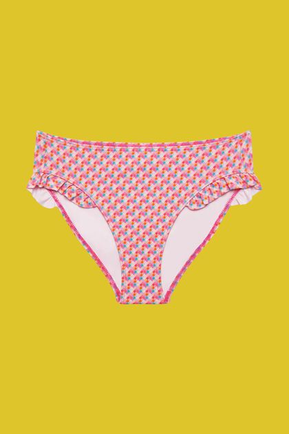 Mehrfarbige Bikinihose mit Rüschendetails, PINK FUCHSIA, overview