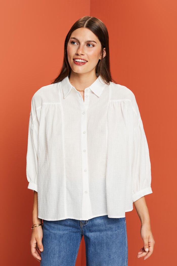 Oversize-Bluse, 100 % Baumwolle, WHITE, detail image number 0