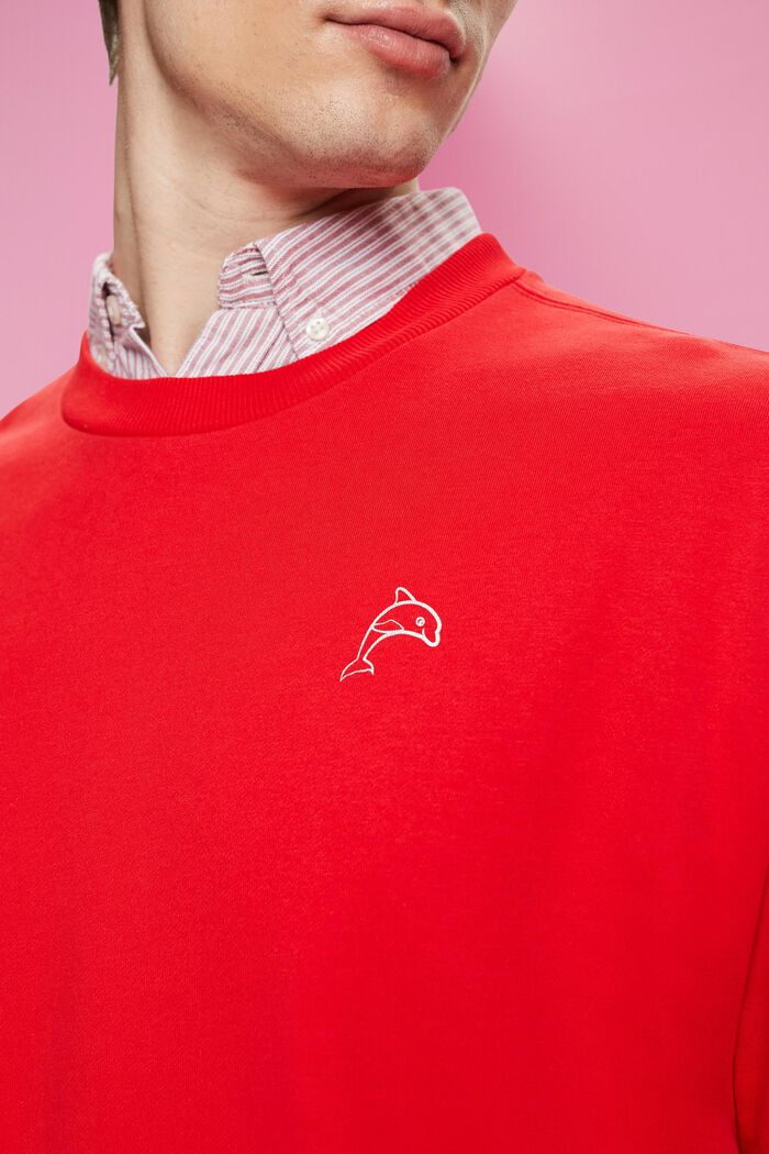 Sweatshirt mit kleinem Delfinprint, ORANGE RED, detail image number 2
