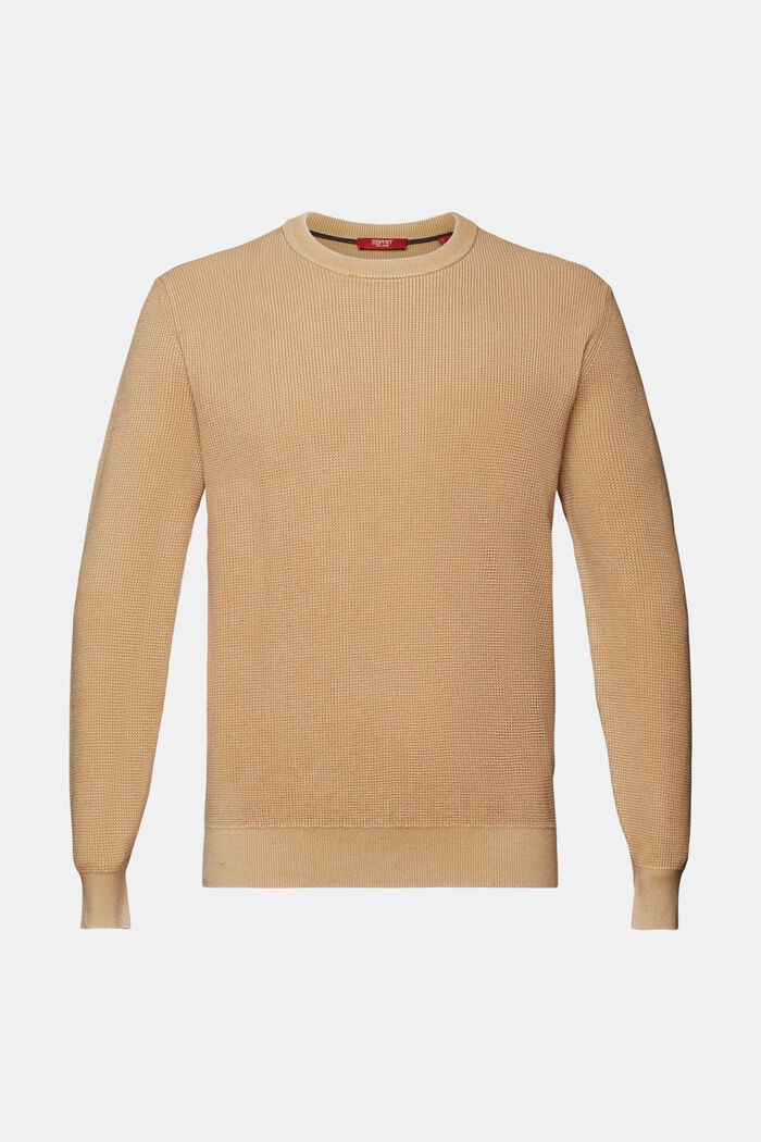 Pullover mit Rundhalsausschnitt, 100 % Baumwolle, BEIGE, detail image number 5