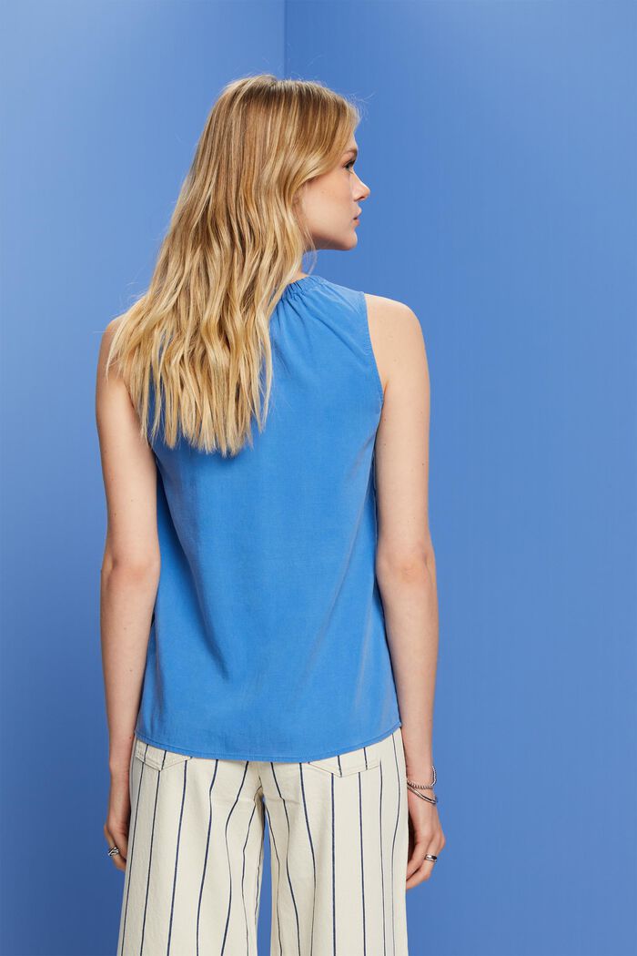 Ärmellose Bluse mit elastischem Kragen, BRIGHT BLUE, detail image number 3