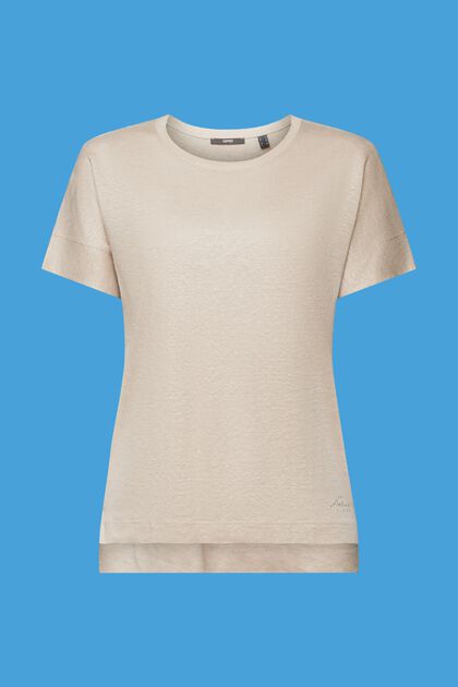 Leinen-T-Shirt, LIGHT TAUPE, overview