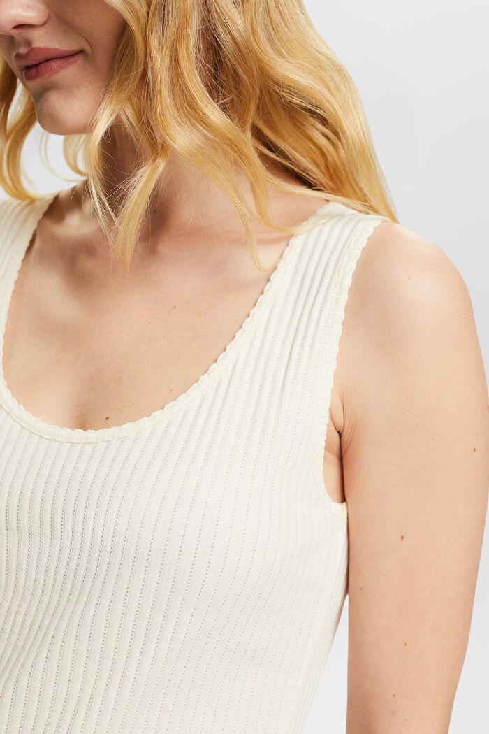Top mit Pointelle-Muster, OFF WHITE, detail image number 3