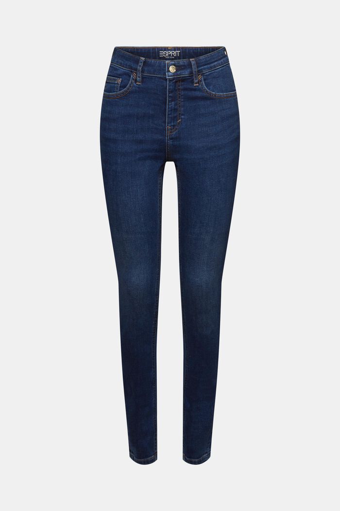 Schmale Jeans mit hohem Bund, BLUE DARK WASHED, detail image number 6