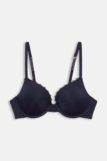 Recycelt: Push-up-Bh mit Spitze, NAVY, overview