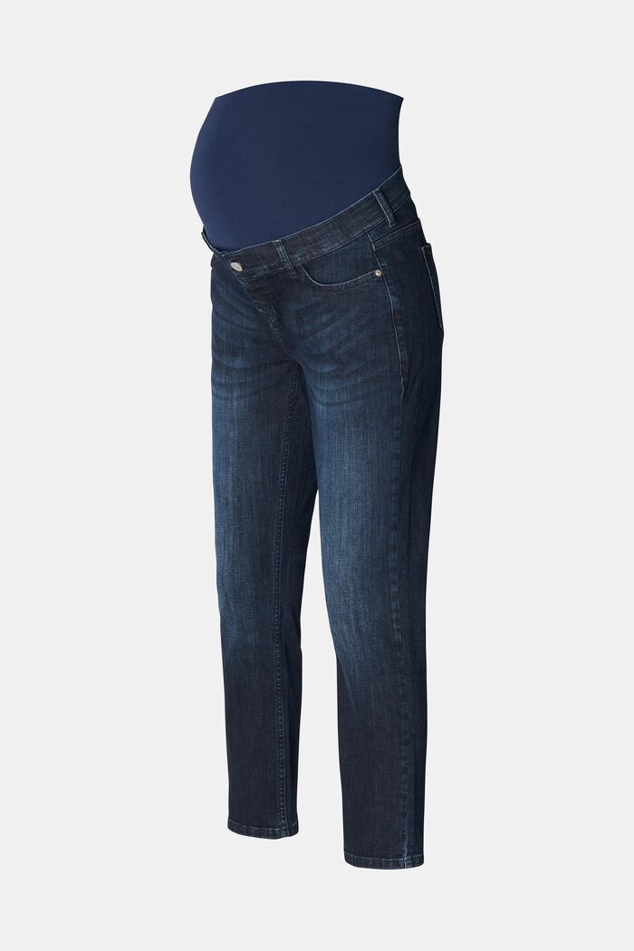 Cropped-Jeans mit Überbauchbund, DARK WASHED, detail image number 1