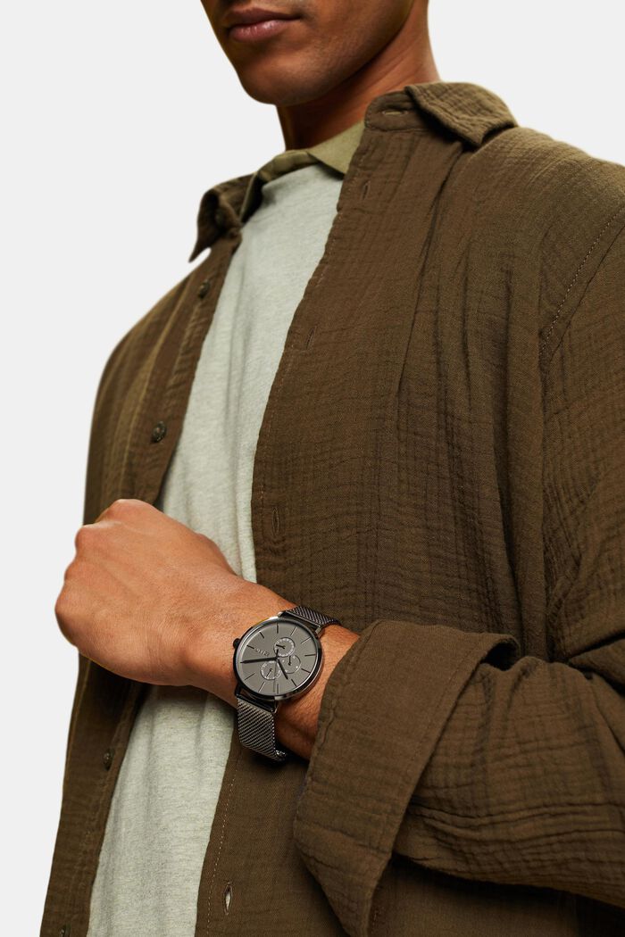 Armbanduhr mit Milanaiseband aus Edelstahl, GREY, detail image number 2