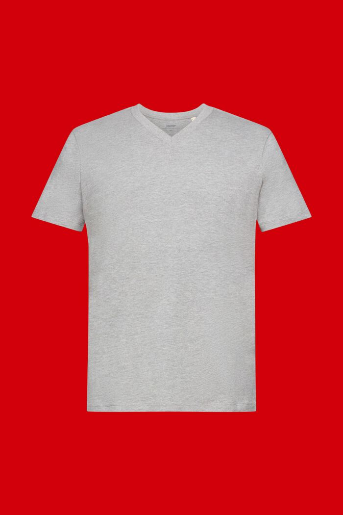 Jersey-T-Shirt in schmaler Passform mit V-Ausschnitt, MEDIUM GREY, detail image number 6