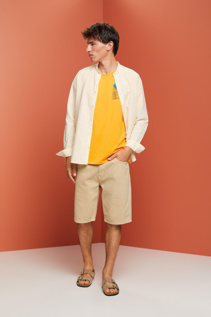 Jersey-T-Shirt mit Brust-Print, 100 % Baumwolle, BRIGHT ORANGE, detail image number 1
