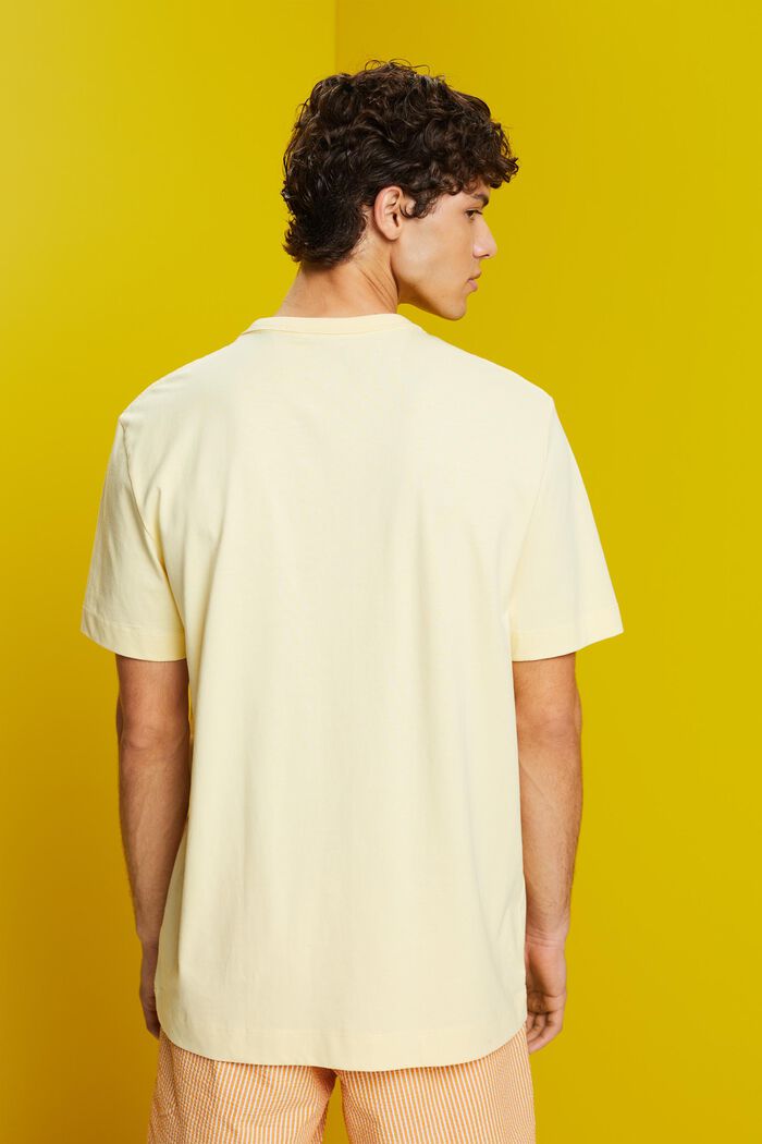 Jersey-T-Shirt mit Brust-Print, 100 % Baumwolle, LIGHT YELLOW, detail image number 3