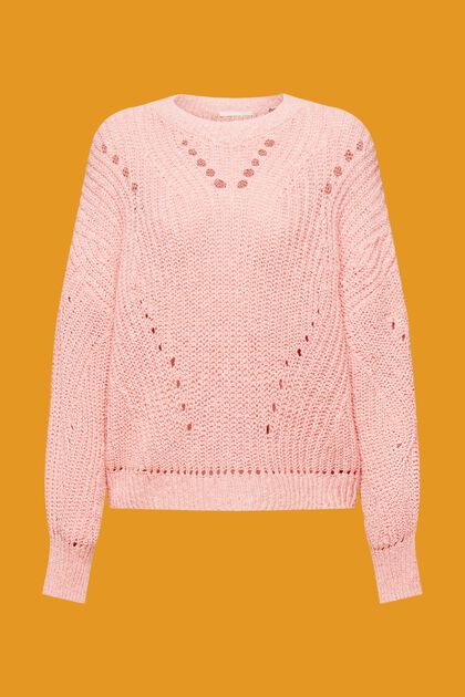 Pullover mit Zopf-Muster, PINK, overview