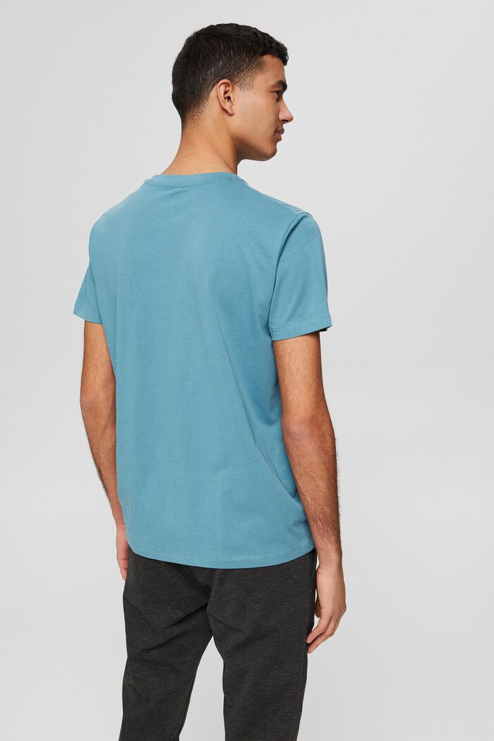 Jersey-T-Shirt mit Print, 100% Bio-Baumwolle, TURQUOISE, detail image number 3