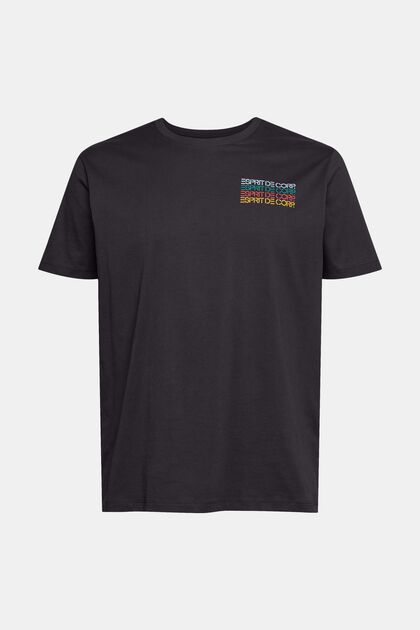 Jersey-T-Shirt mit buntem Logo-Print, BLACK, overview